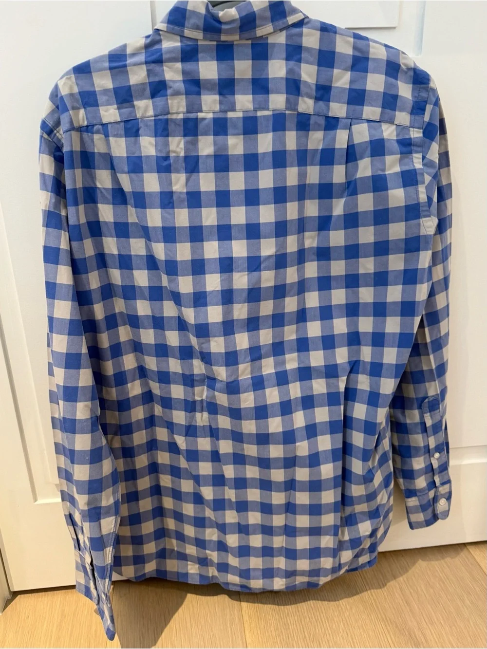 J. Crew Blue and White Gingham Button-Down Shirt